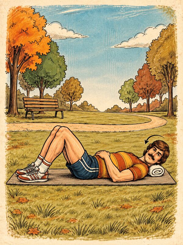 Illustration of a person lying on their back with knees bent, turning the head to one side.